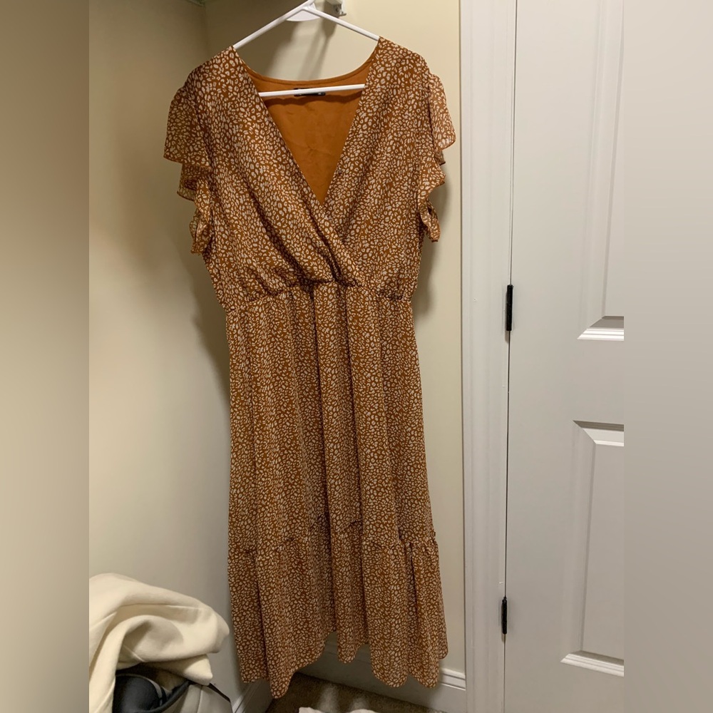 Elegant Brown Patterned Women's Dress